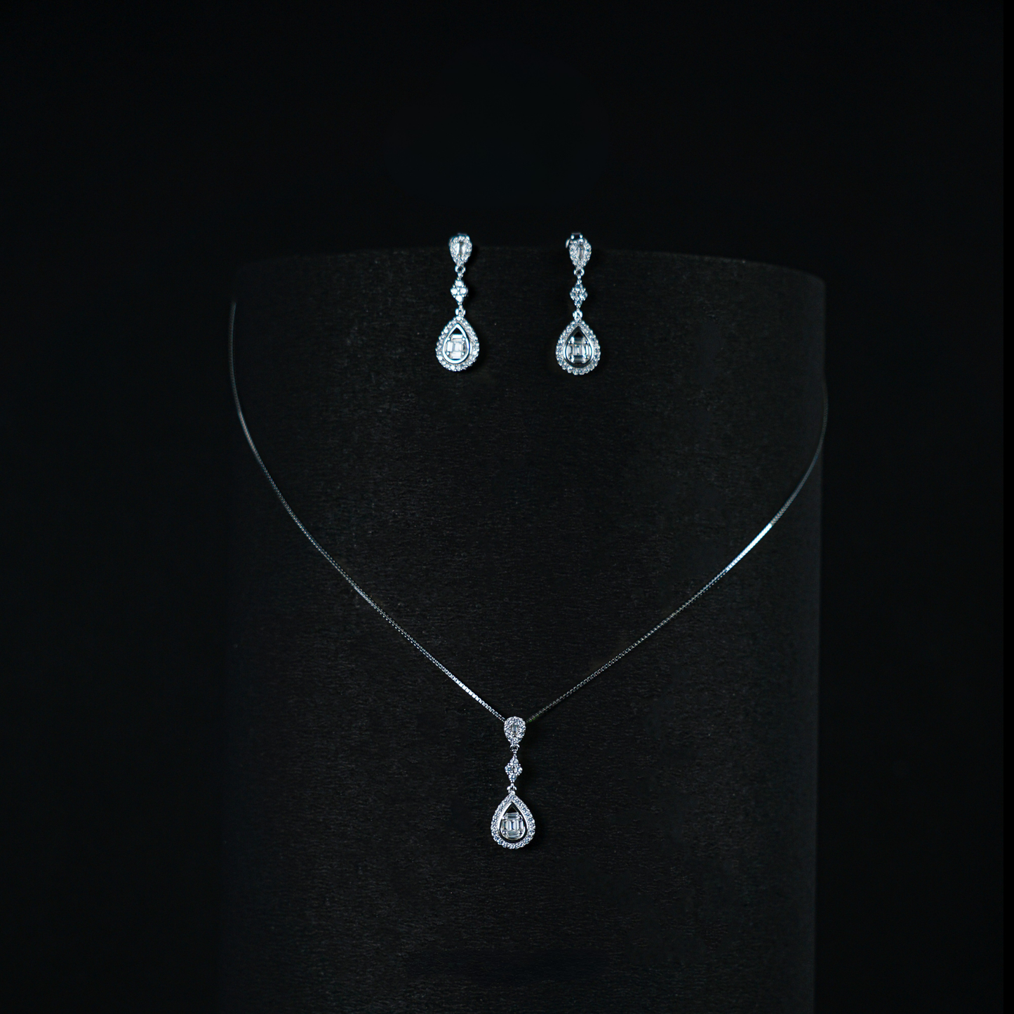 TearDrop Royale by Zyrene – 925 Silver Necklace Set | Premium Plating + 6 Months Warranty | Elegant Statement Gift for Her