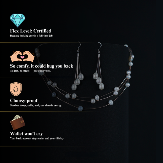 Floating Pearl Symphony by Zyrene – Premium Multi-Layer Pearl Necklace Set | Timeless Elegance | For Gifting & Glam Nights | Lifetime Plating | 6-Month Warranty