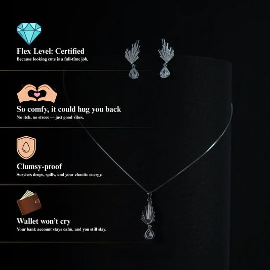 Sunflare Elegance by Zyrene – 925 Silver Designer Set | Premium Plating + 6 Months Warranty | Daily Wear to Special Soirées