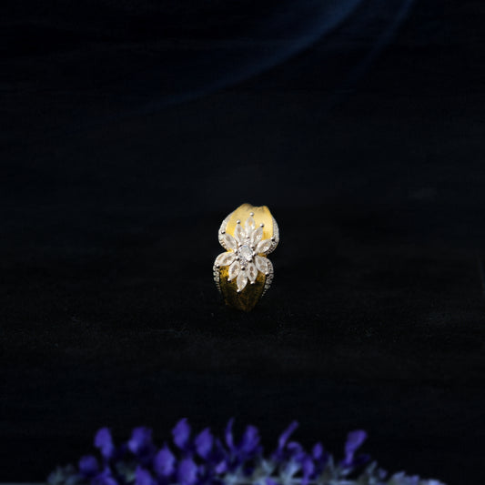 Aurelia™ by Zyrene – Gold-Tone Floral Cluster Ring | 925 Sterling Silver | Lifetime Plating & 6-Month Warranty