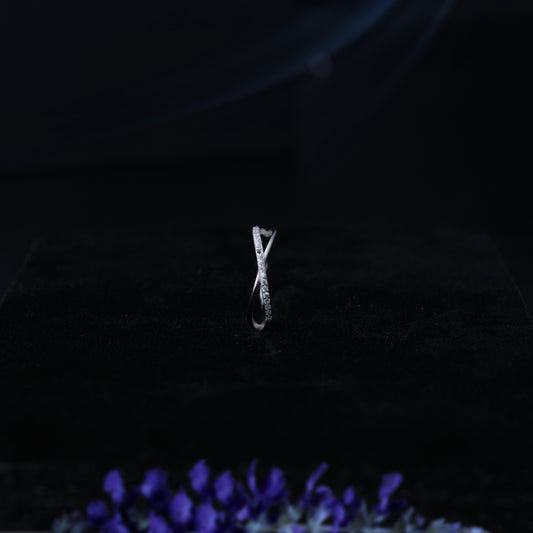 Crysta™ by Zyrene – Criss-Cross Silver Band | 925 Sterling Silver | Lifetime Plating & 6-Month Warranty