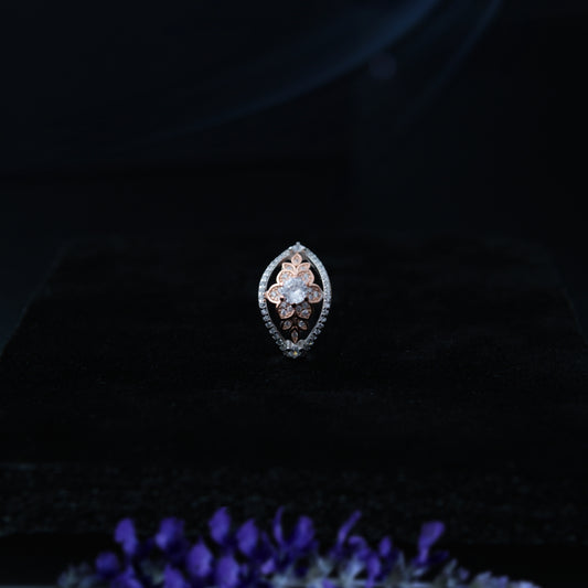 Florencia™ by Zyrene – Rose-Gold Blossom Statement Ring | 925 Sterling Silver | Lifetime Plating & 6-Month Warranty