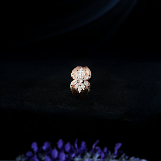 Rosava™ by Zyrene – Rose-Gold Floral Cluster Ring | 925 Sterling Silver | Lifetime Plating & 6-Month Warranty