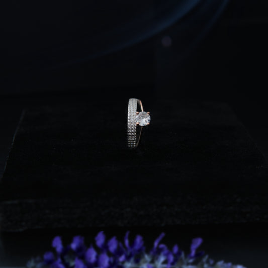 Aurielle™ by Zyrene – Solitaire Pavé Band Ring | 925 Sterling Silver | Lifetime Plating & 6-Month Warranty