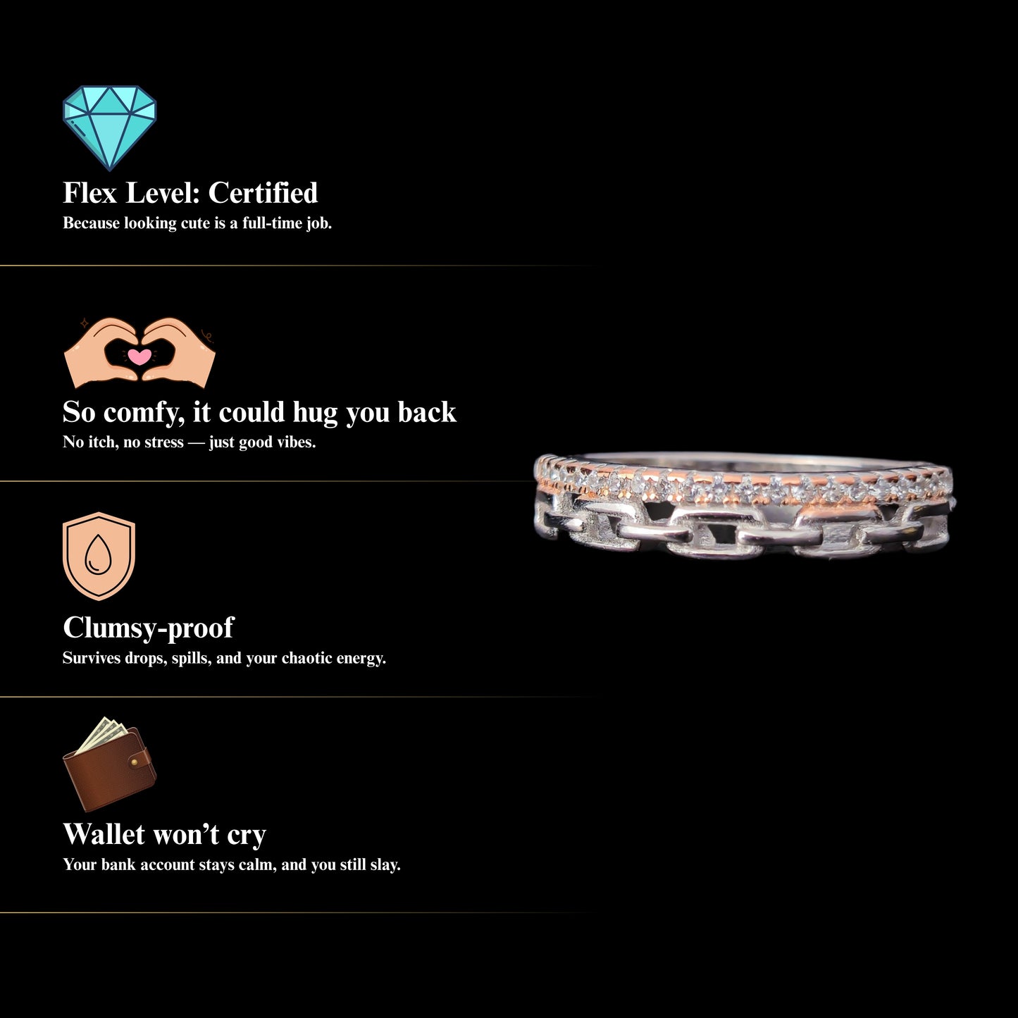 Catenara™ by Zyrene – Chain-Link Glam Band | Dual-Tone 925 Silver | Premium Lifetime Plating & 6-Month Warranty Included