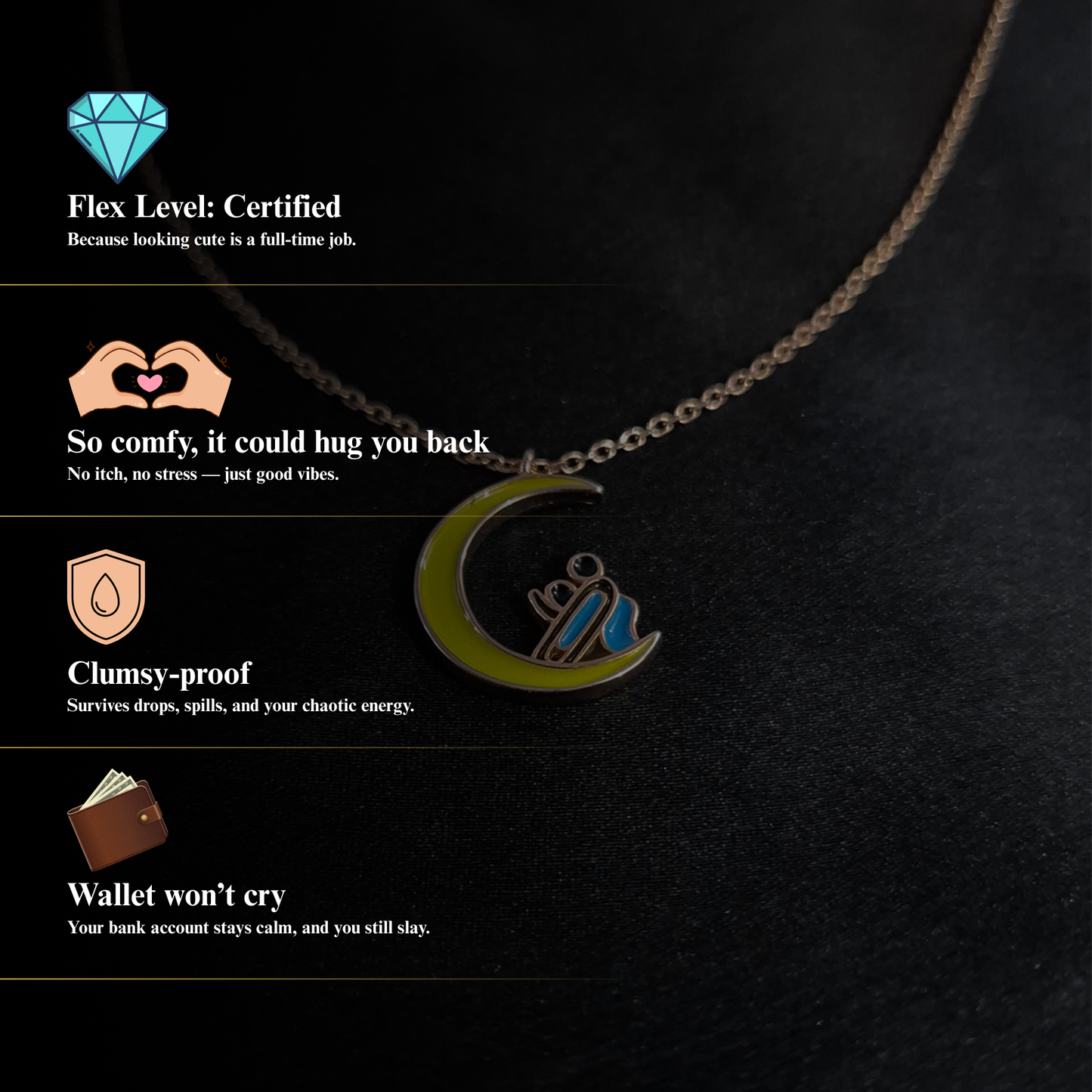 Moon Child🌙 by Zyrene – Premium Enamel Pendant Necklace | Dreamy Charm for Daily & Festive Looks | Lifetime Plating | 6-Month Warranty Included