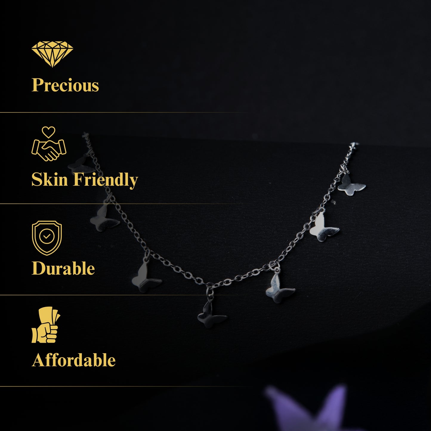 Vellina™ by Zyrene – Butterfly Charm Necklace | Floating Minimalist Design | 925 Sterling Silver | Everyday Elegance
