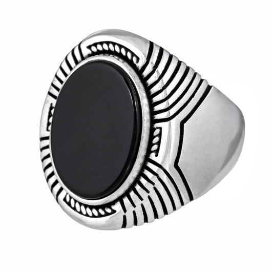 Odin’s Band™ by Zyrene – Ravenstone Ring | 925 Sterling Silver | Strength + Wisdom Vibes | Premium Lifetime Plating & 6-Month Warranty Included