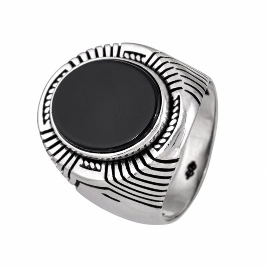 Odin’s Band™ by Zyrene – Ravenstone Ring | 925 Sterling Silver | Strength + Wisdom Vibes | Premium Lifetime Plating & 6-Month Warranty Included