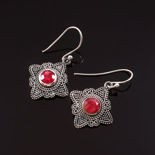 Ravelle™ Vintage Crimson Star Earrings | Sterling Silver | Old Soul Romance | Meaningful Gift for Her