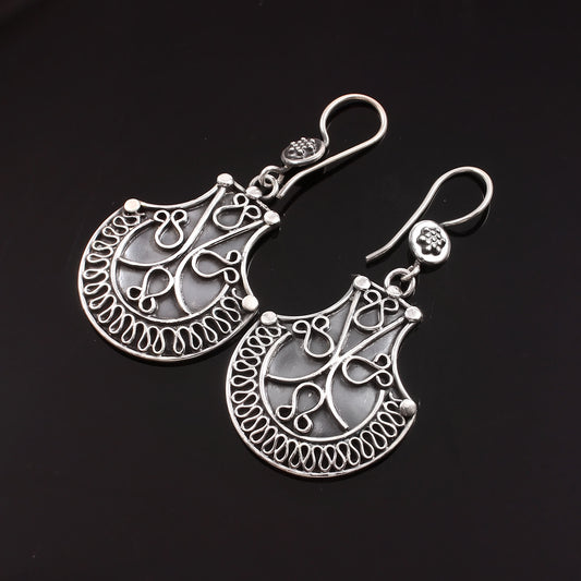 Zyrene Old Soul™ Filigree Drop Earrings – Vintage Silver Finish | Elegant Statement Earrings for Women | Perfect Gift for Her