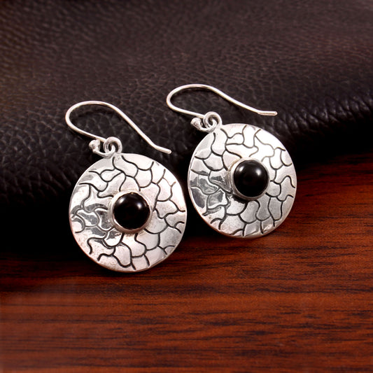 Noirra™ Vintage Black Onyx Disc Earrings | Sterling Silver | Old Soul Strength | Meaningful Gift for Her