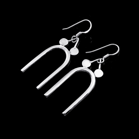Zyrene Arc Muse™ Earrings – Silver Tone | Modern U-Shape Drop Earrings for Women | Minimal Everyday Statement Jewelry