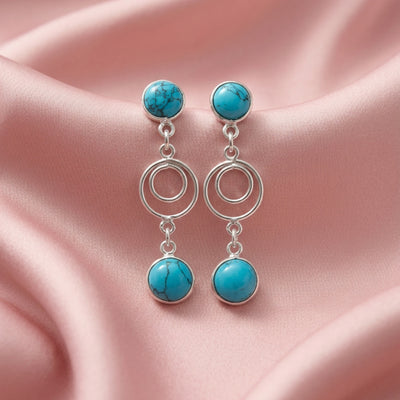Aria™ Turquoise Harmony Drop Earrings | Sterling Silver | Old Soul Ease | Thoughtful Gift for Her