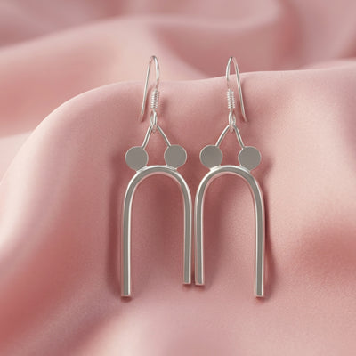 Zyrene Arc Muse™ Earrings – Silver Tone | Modern U-Shape Drop Earrings for Women | Minimal Everyday Statement Jewelry