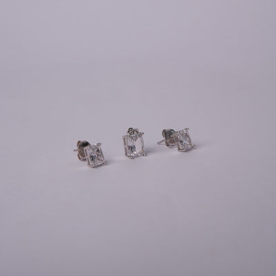 Lumiera™ by Zyrene – Crystal Emerald-Cut Pendant & Earrings Set | Minimal Luxe Glow | Everyday Silver Shine