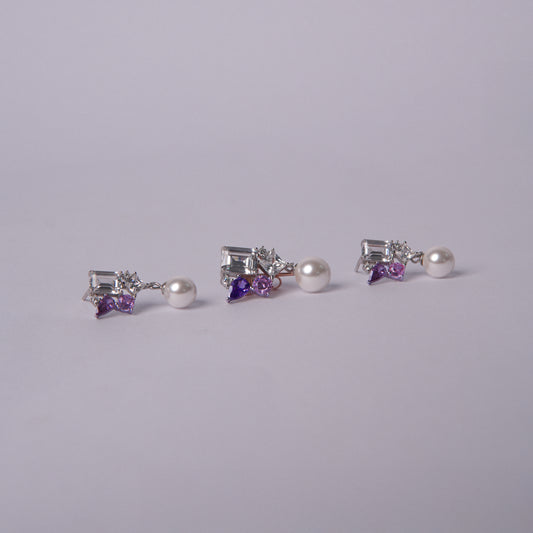 Amethysté Pearl™ by Zyrene – Pearl & Amethyst Crystal Dangle Earrings | Soft Luxe Design | Everyday Glow
