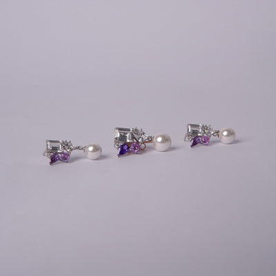 Amethysté Pearl™ by Zyrene – Pearl & Amethyst Crystal Dangle Earrings | Soft Luxe Design | Everyday Glow