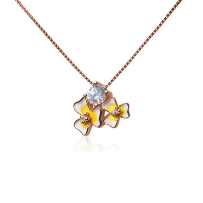 Solara™ by Zyrene – Sunny Blossom Pendant | 18K Rose-Gold Finish | Crystal Centrepiece | Everyday Glow