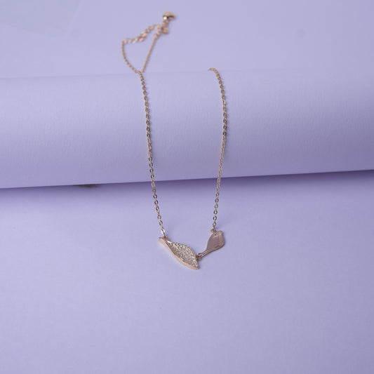 Veloria™ by Zyrene – Twin Leaf Rose-Gold Necklace | Minimal Sparkle Pendant | 925 Sterling Silver | Everyday Luxe