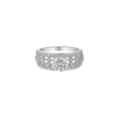Lustara™ by Zyrene – Pavé Grandeur Solitaire Ring | 925 Sterling Silver | Lifetime Plating & 6-Month Warranty