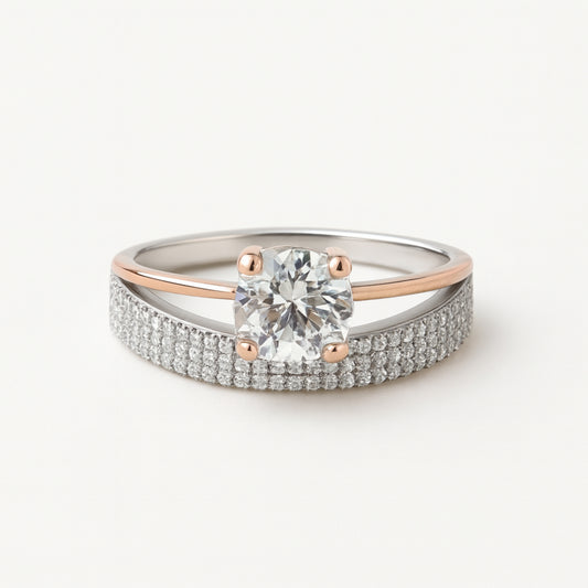 Aurielle™ by Zyrene – Solitaire Pavé Band Ring | 925 Sterling Silver | Lifetime Plating & 6-Month Warranty