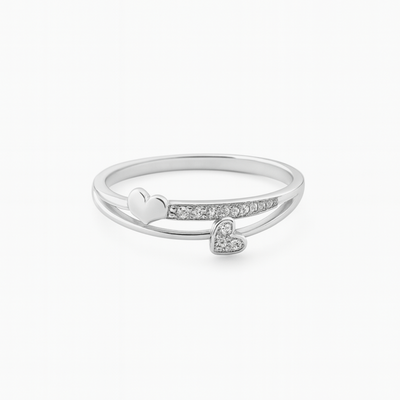 Duetta™ by Zyrene – Twin Heart Band Ring | 925 Sterling Silver | Lifetime Plating & 6-Month Warranty
