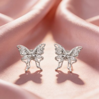 Elira™ Butterfly Stud Earrings by Zyrene — 925 Silver Earrings