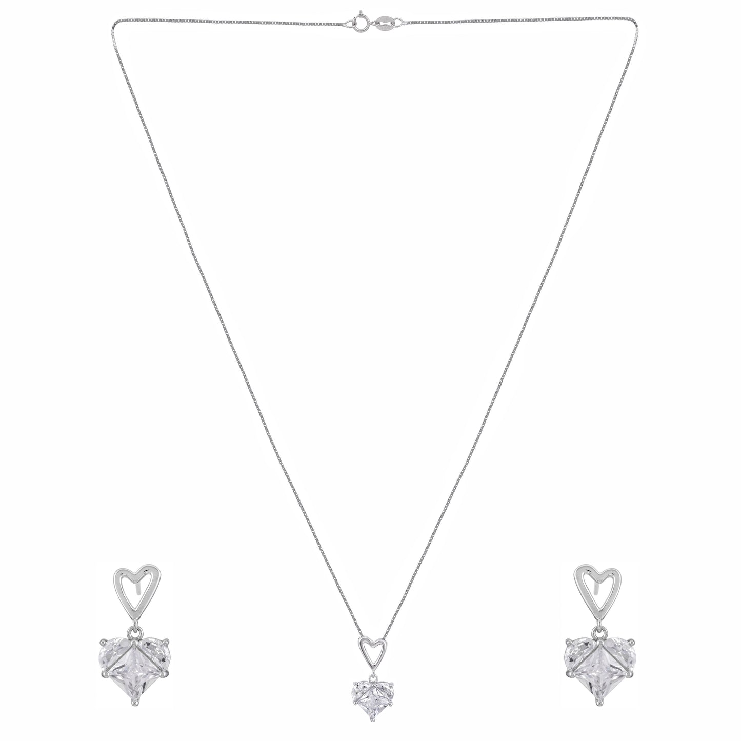 Heartelle™ by Zyrene – Classic Heart Solitaire Set | 925 Sterling Silver | Lifetime Plating & 6-Month Warranty