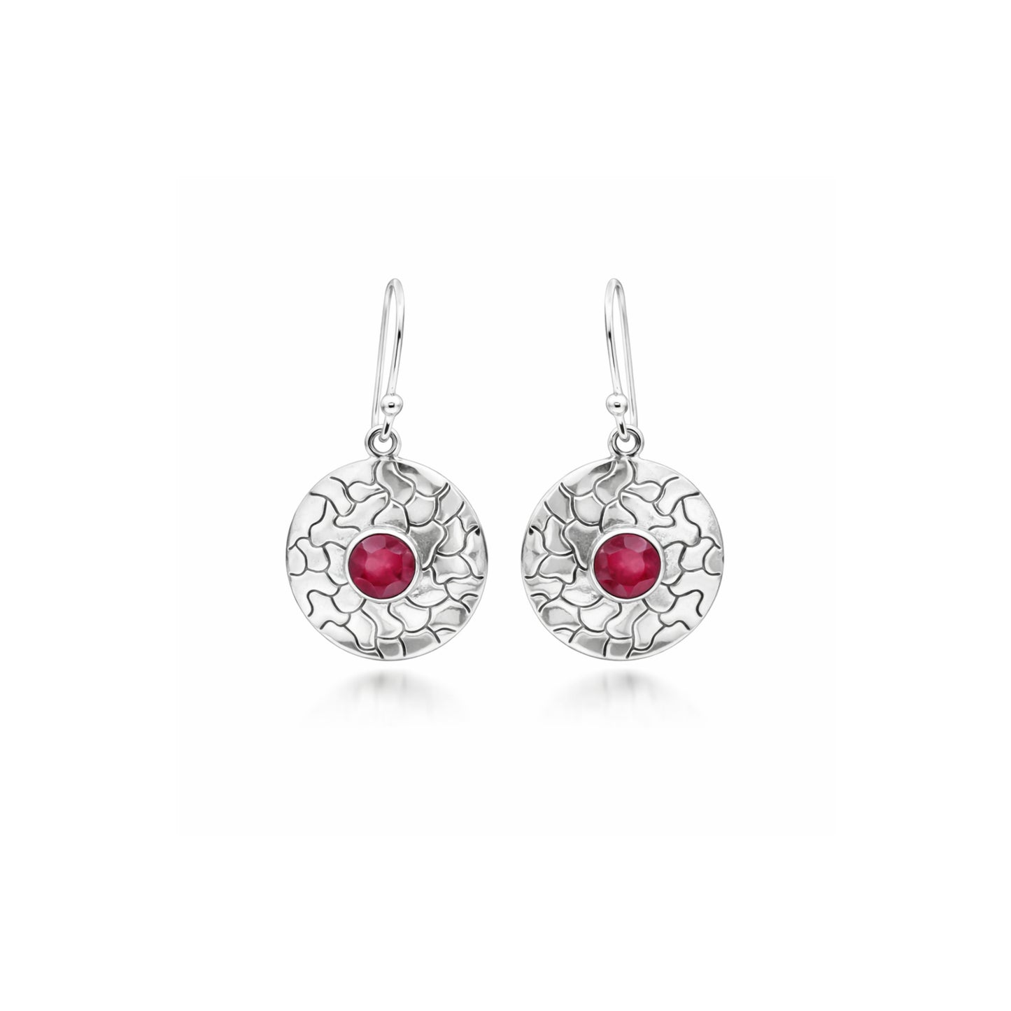 Ciréa™ Crimson Disc Earrings | Vintage Silver Finish | Soft Power Statement