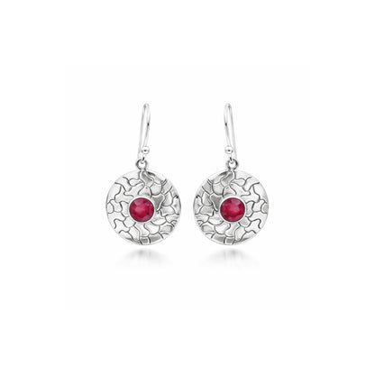 Ciréa™ Crimson Disc Earrings | Vintage Silver Finish | Soft Power Statement