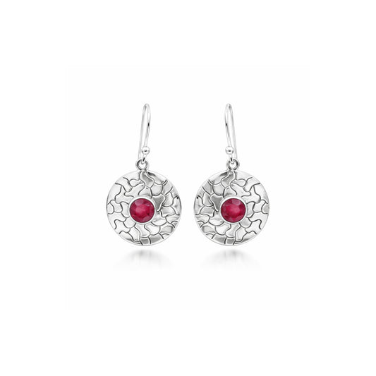 Ciréa™ Crimson Disc Earrings | Vintage Silver Finish | Soft Power Statement
