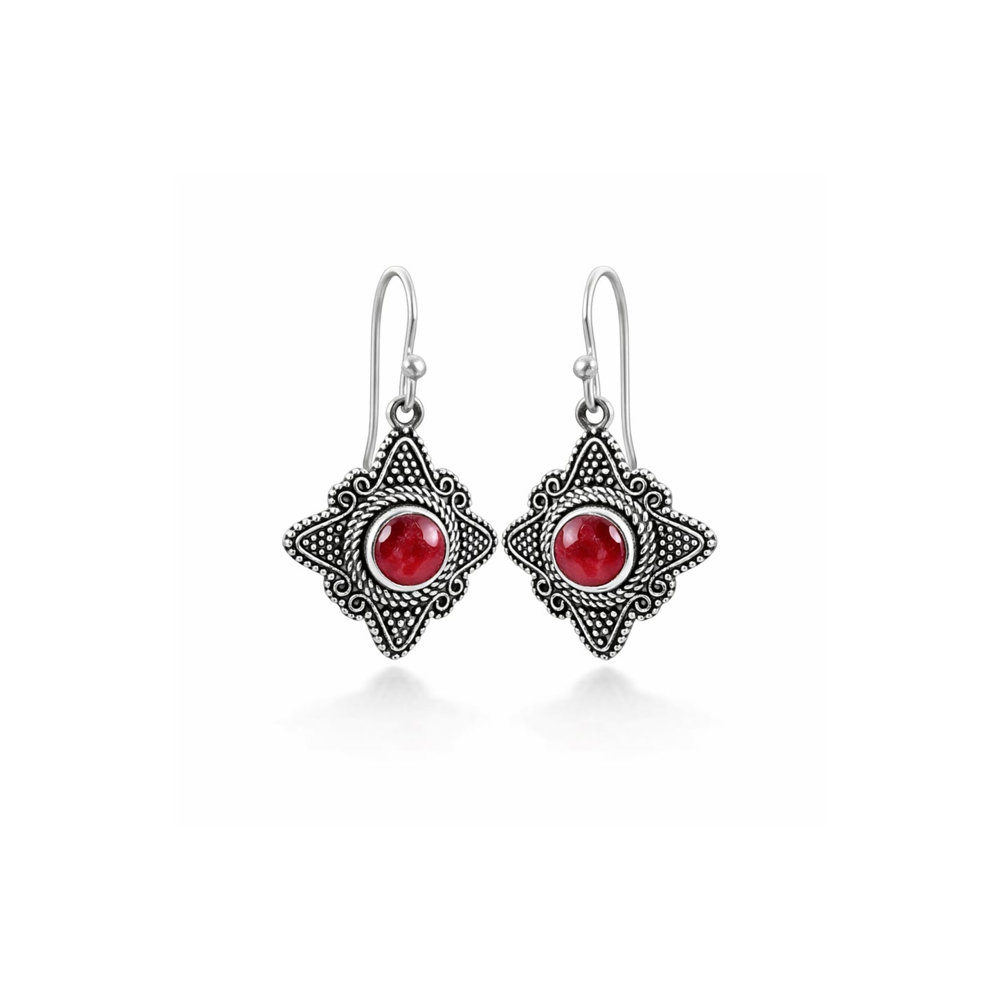 Ravelle™ Vintage Crimson Star Earrings | Sterling Silver | Old Soul Romance | Meaningful Gift for Her