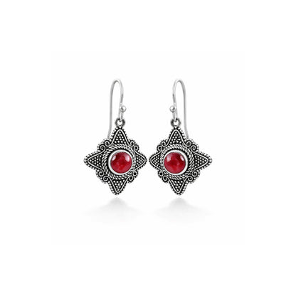 Ravelle™ Vintage Crimson Star Earrings | Sterling Silver | Old Soul Romance | Meaningful Gift for Her