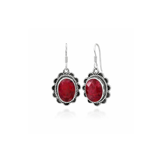 Ruva™ Vintage Crimson Drop Earrings | Sterling Silver | Old Soul Passion | Meaningful Gift for Her
