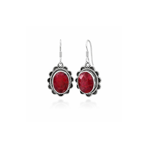 Ruva™ Vintage Crimson Drop Earrings | Sterling Silver | Old Soul Passion | Meaningful Gift for Her