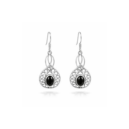 Elara™ Vintage Black Onyx Drop Earrings | Sterling Silver | Old Soul Grace | Meaningful Gift for Her