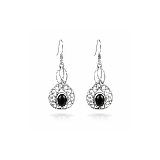 Elara™ Vintage Black Onyx Drop Earrings | Sterling Silver | Old Soul Grace | Meaningful Gift for Her