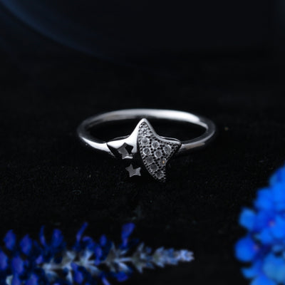 Lunara™ by Zyrene – Moon & Stars Ring | 925 Sterling Silver | Lifetime Plating & 6-Month Warranty