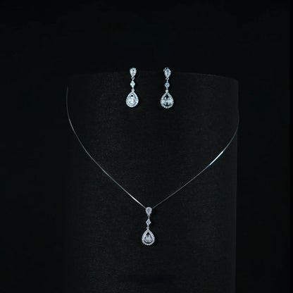 TearDrop Royale by Zyrene – 925 Silver Necklace Set | Premium Plating + 6 Months Warranty | Elegant Statement Gift for Her