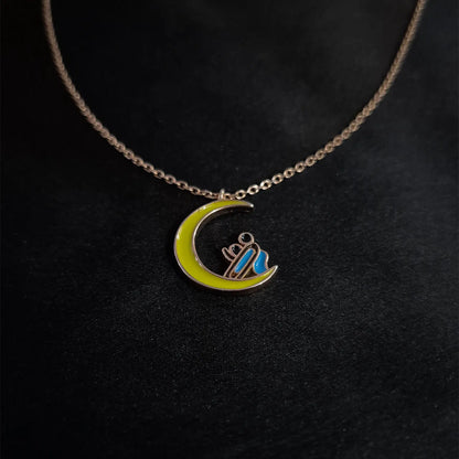 Moon Child🌙 by Zyrene – Premium Enamel Pendant Necklace | Dreamy Charm for Daily & Festive Looks | Lifetime Plating | 6-Month Warranty Included
