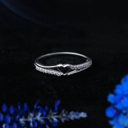 Eterna™ by Zyrene – Heart Accent Silver Ring | 925 Sterling Silver | Lifetime Plating & 6-Month Warranty
