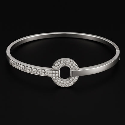 Circola™ by Zyrene – Luxe Silver Loop Bangle Bracelet | Everyday Chic & Evening Glam | 925 Silver Finish | Premium Lifetime Plating & 6-Month Warranty Included