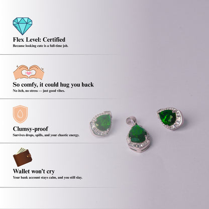 Emeralda™ by Zyrene – Teardrop Crystal Pendant & Earrings Set | Everyday Luxe Glow