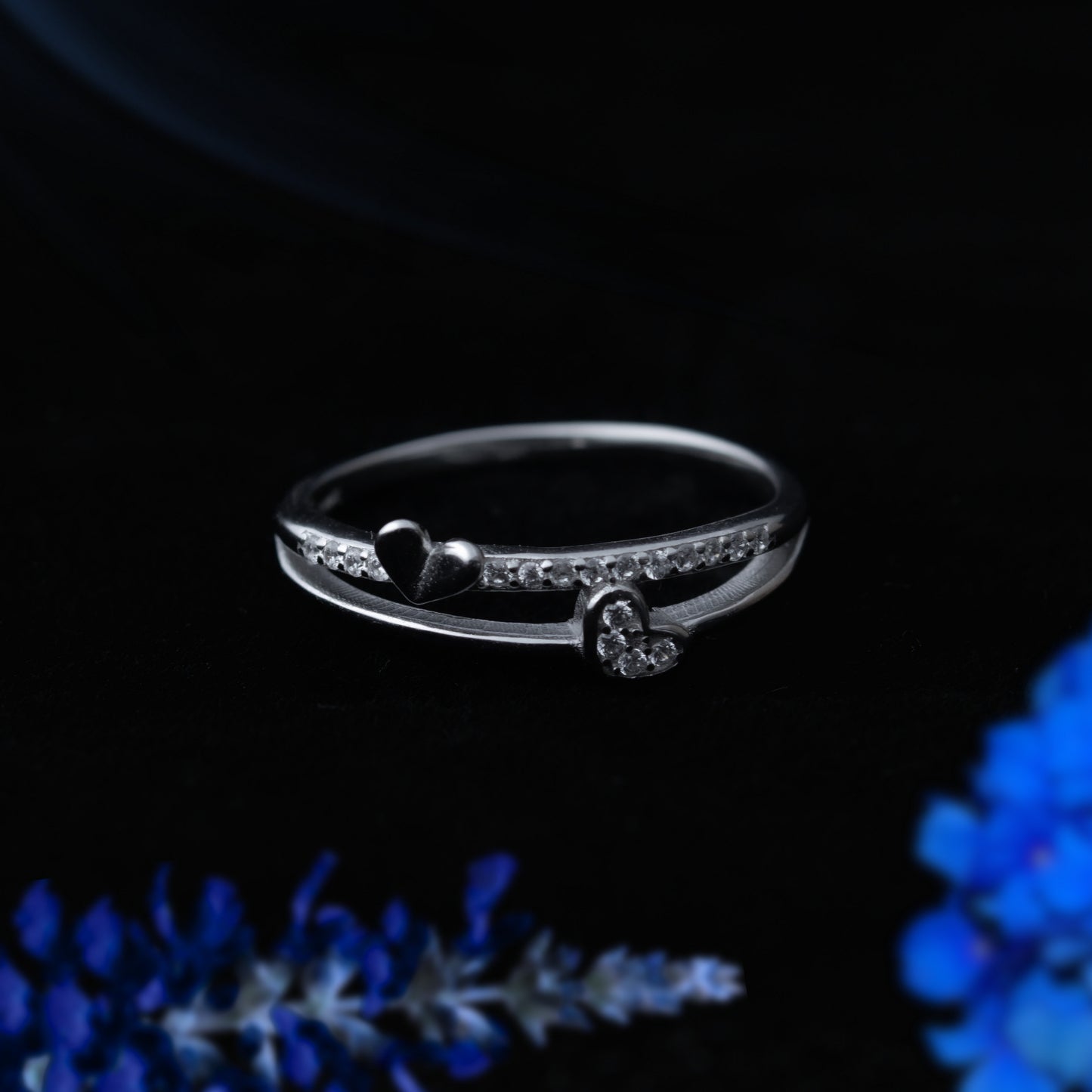 Duetta™ by Zyrene – Twin Heart Band Ring | 925 Sterling Silver | Lifetime Plating & 6-Month Warranty
