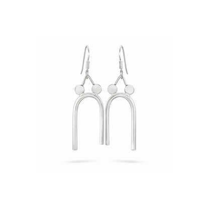 Zyrene Arc Muse™ Earrings – Silver Tone | Modern U-Shape Drop Earrings for Women | Minimal Everyday Statement Jewelry