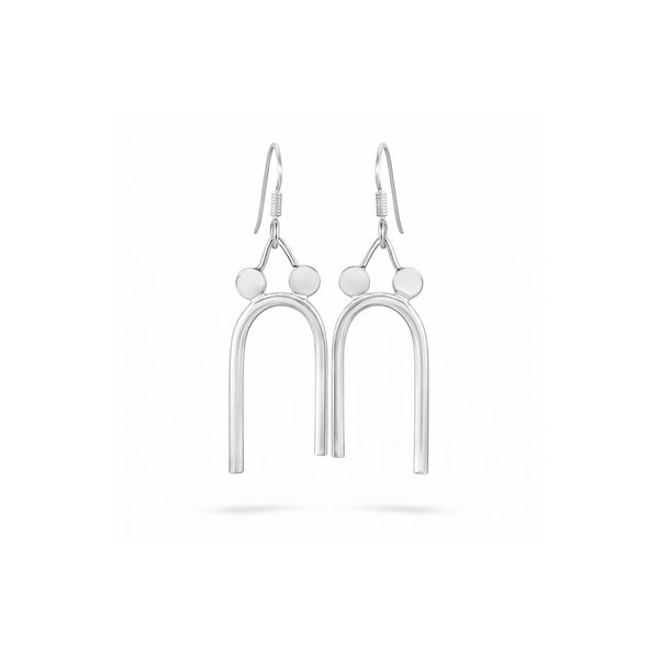 Zyrene Arc Muse™ Earrings – Silver Tone | Modern U-Shape Drop Earrings for Women | Minimal Everyday Statement Jewelry