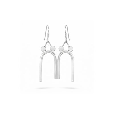 Zyrene Arc Muse™ Earrings – Silver Tone | Modern U-Shape Drop Earrings for Women | Minimal Everyday Statement Jewelry
