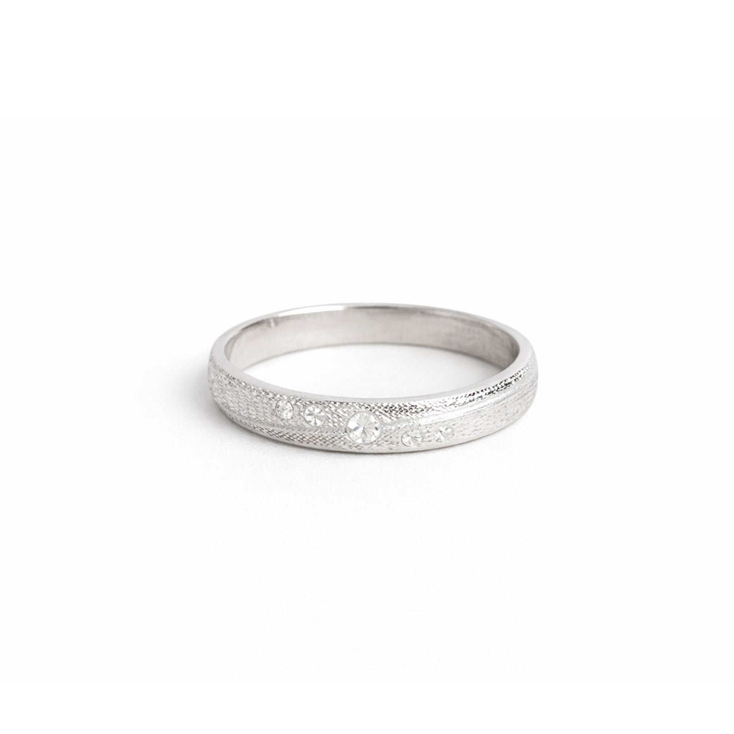 LUMIÈRE DOT™ Ring – 925 Sterling Silver Textured Band by Zyrene | Soft Luxe Sparkle