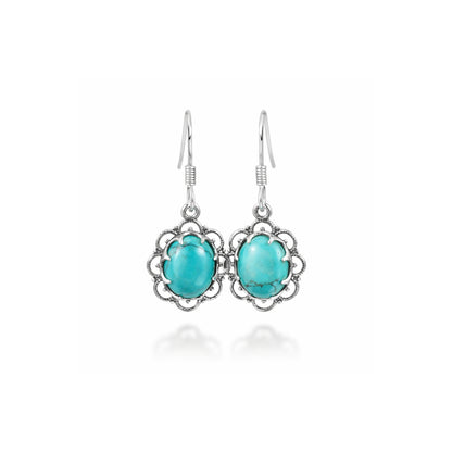 Lunelle™ Vintage Turquoise Bloom Earrings | Sterling Silver | Old Soul Charm | Meaningful Gift for Her